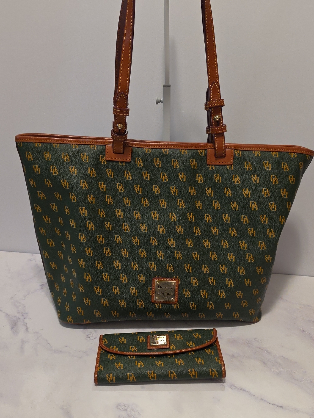 Dooney & Bourke Green Signature Tote with Matching Wallet